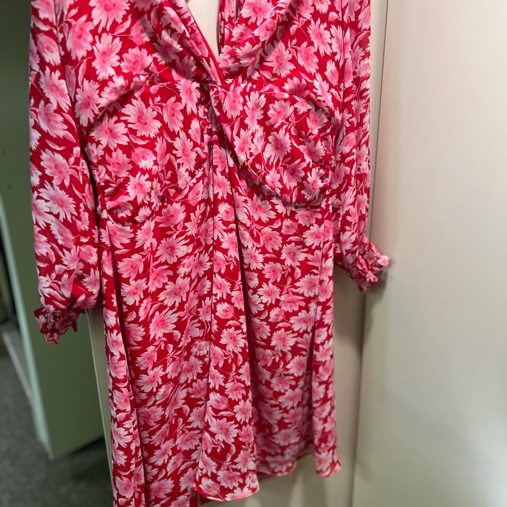 Floral Red and Pink Dress